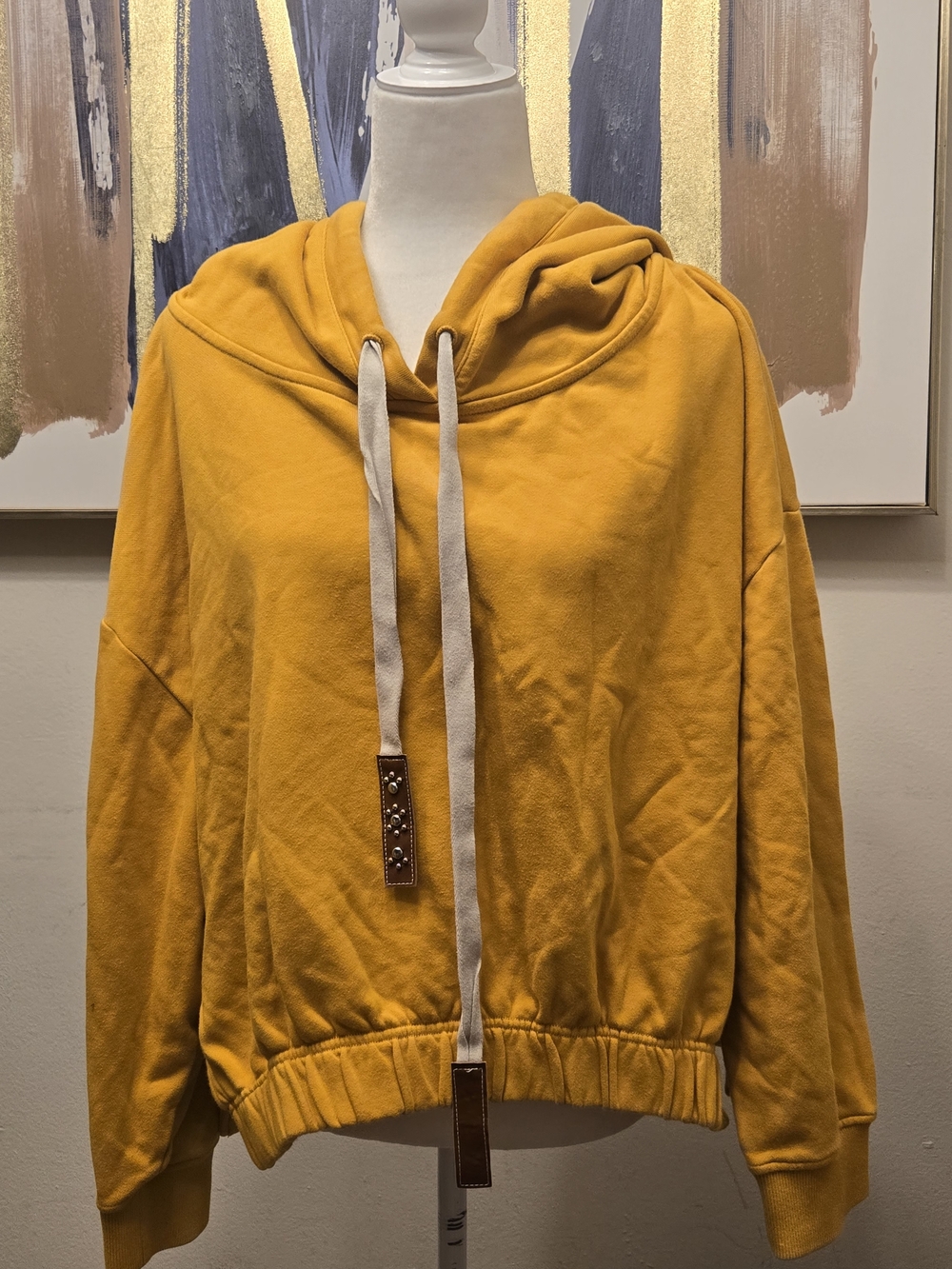 Dorothee Schumacher Golden Yellow Drawstring Hoodie Sweatshirt